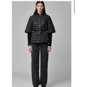 Soia & Kyo Women's S Macy Light Down Knit Jacket Elbow Sleeves Semi Fitted Black